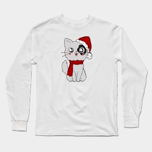 Kitten ready for christmas Long Sleeve T-Shirt